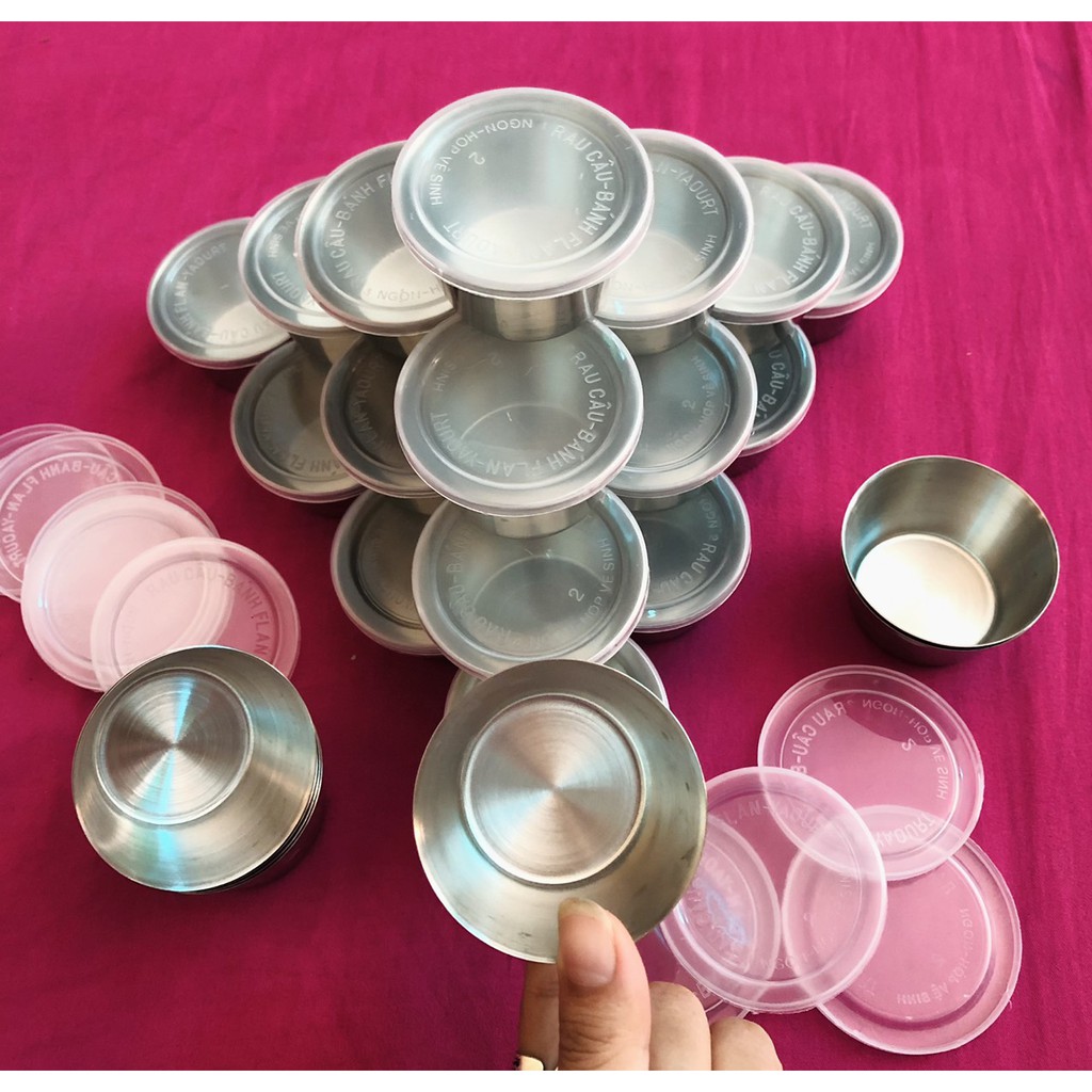 Khuôn bánh flan Inox 304 - có nắp đậy size 6cm - 7cm