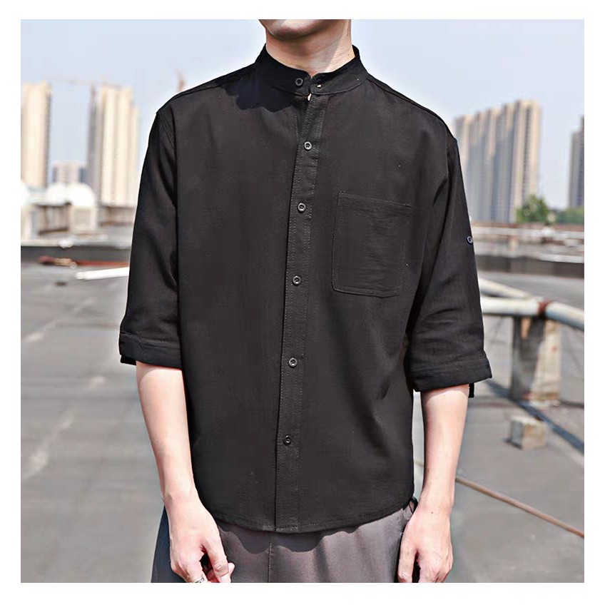 ÁO SƠ MI ĐŨI NAM TAY LỠ PHONG CÁCH HÀN QUỐC