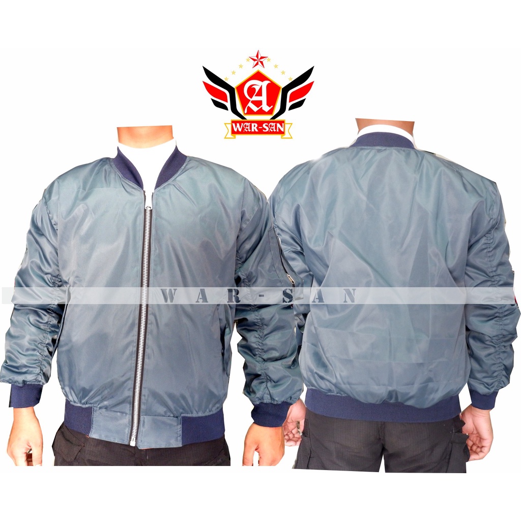 Áo Khoác Bomber Màu Xanh Dương Kiểu Dáng Thời Trang