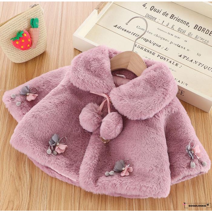 Áo Khoác Cardigan Lông Dày Ấm Áp Đính Nơ Dễ Thương Cho Bé Gái 6-12 Tháng Tuổi