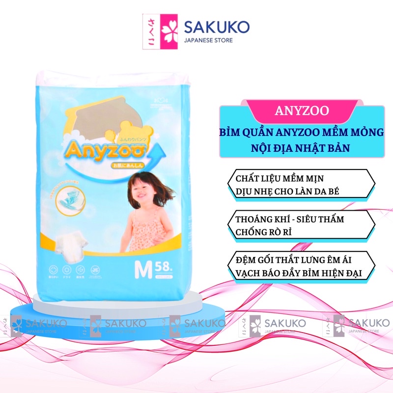 Bỉm Quần, Tã Quần ANYZOO Mềm Mịn, Thấm Hút Tốt Nội Địa Nhật Bản - SAKUKO