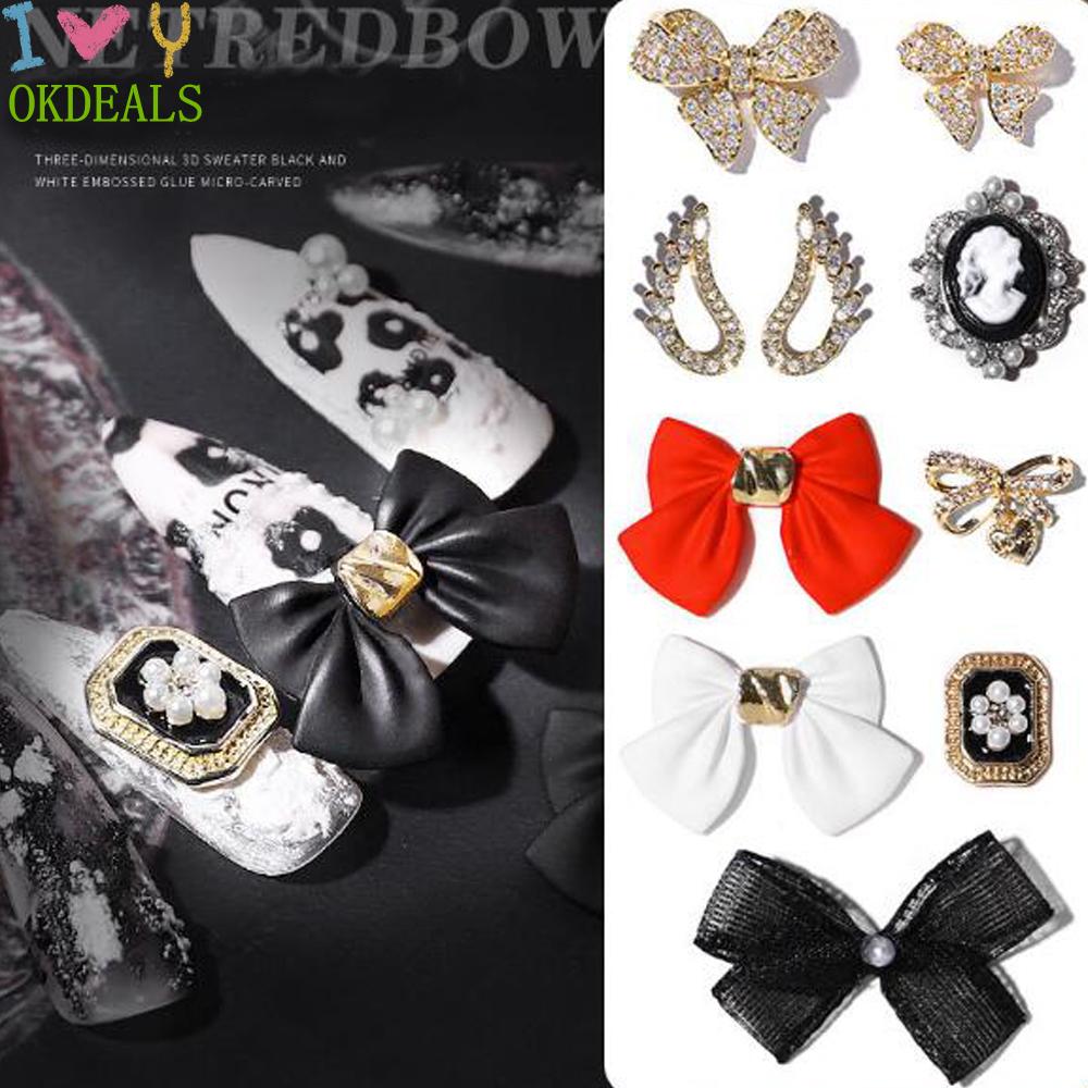 Phụ Kiện Trang Trí Móng Tay/Điện Thoại Hình Bươm Bướm Đính Đá Zircon DIY|Hạt Ngọc Trai Trang Trí Hình Cánh Thiên Thần