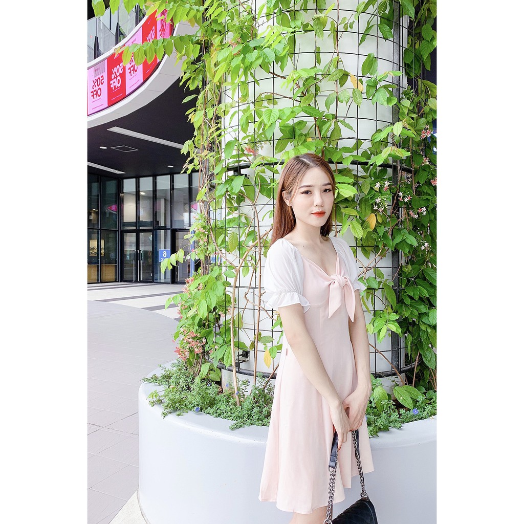 Đầm xòe ngắn tay phối tay DEA0385 | BigBuy360 - bigbuy360.vn