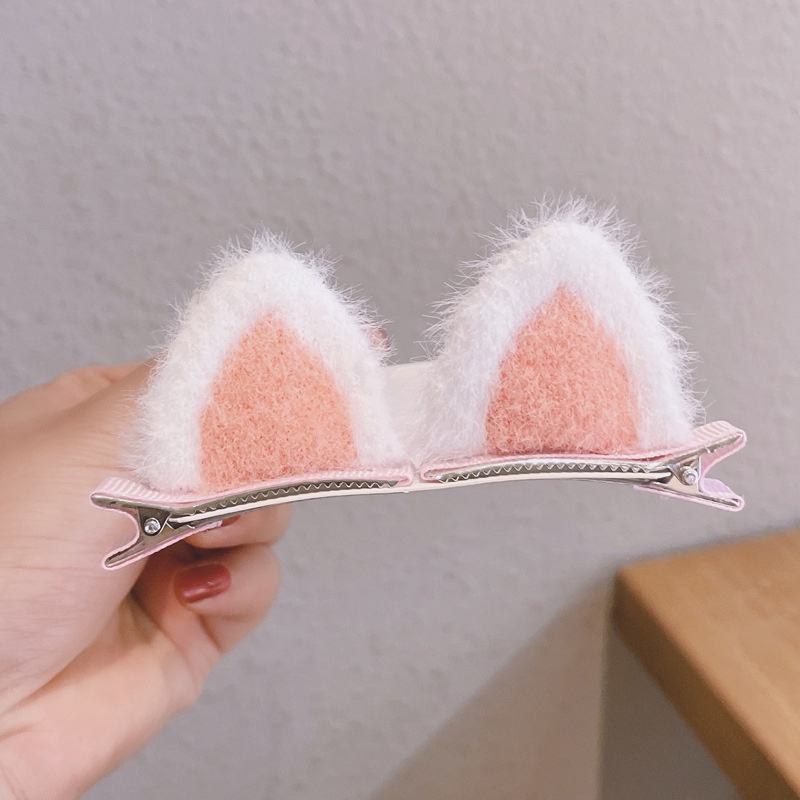 Kẹp tóc vải lông hình tai mèo xinh xắn dễ thương thời trang thu đông cho bé gái