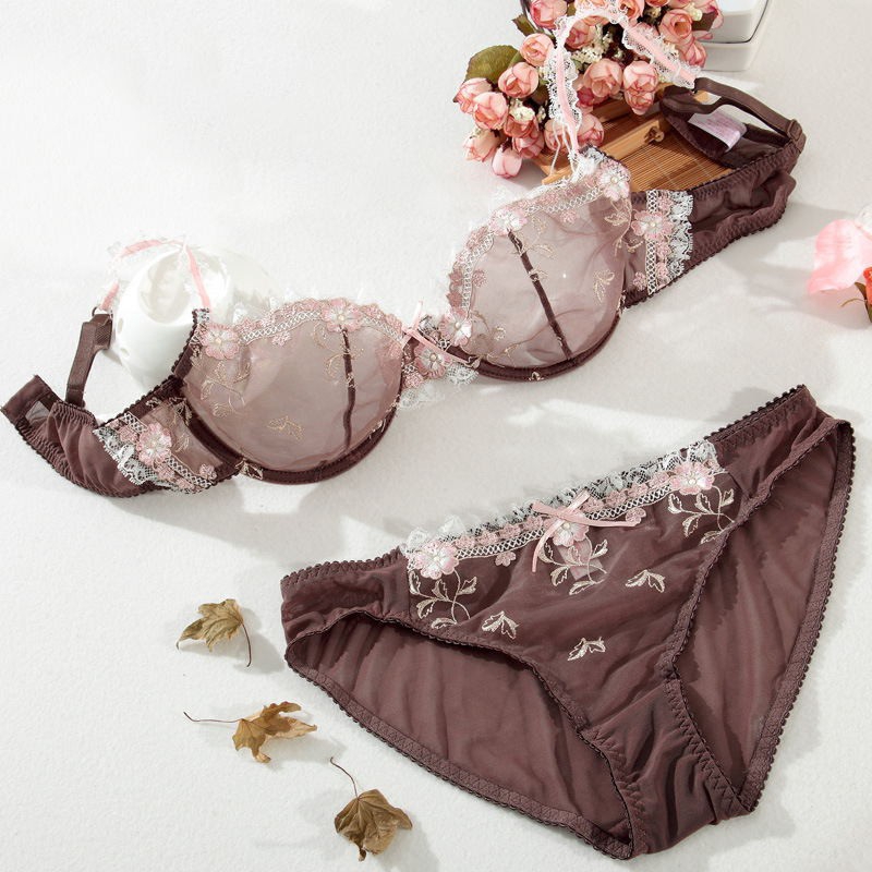 Bộ nội y VARSBABY phối ren hoa xuyên thấu thời trang quyến rũ cho nữ