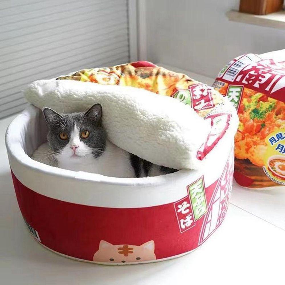 AARON1 Đệm Ngồi Mềm Mại Hình Ramen Giữ Ấm Bốn Mùa Cho Mèo Cưng