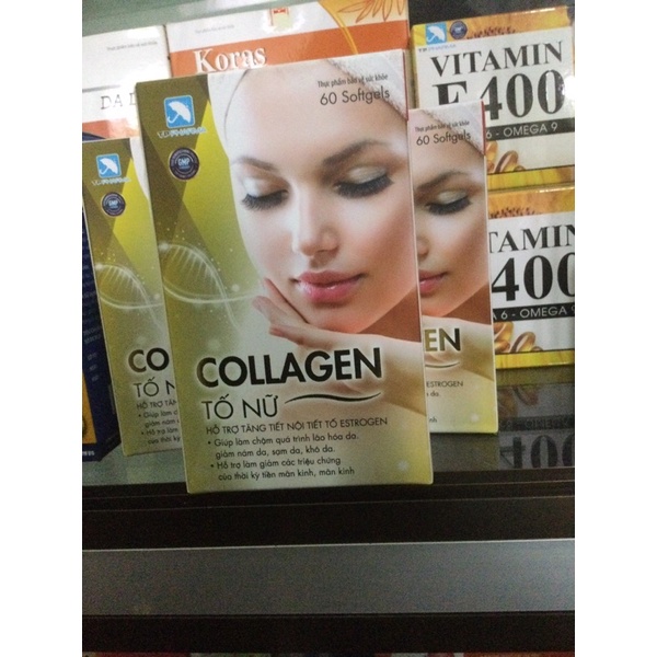 Collagen tố nữ hỗ trợ tăng tiét nội tiết tố estrogen làm chậm qua trình lão hoá da giảm nám da sạm da giảm tc mãn kinh..