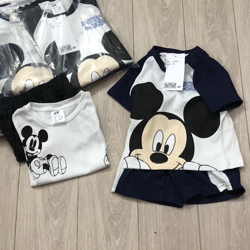 Bộc cộc tay bé trai - Set 2 bộ cotton Mickey Hm cho bé trai size 1-6t