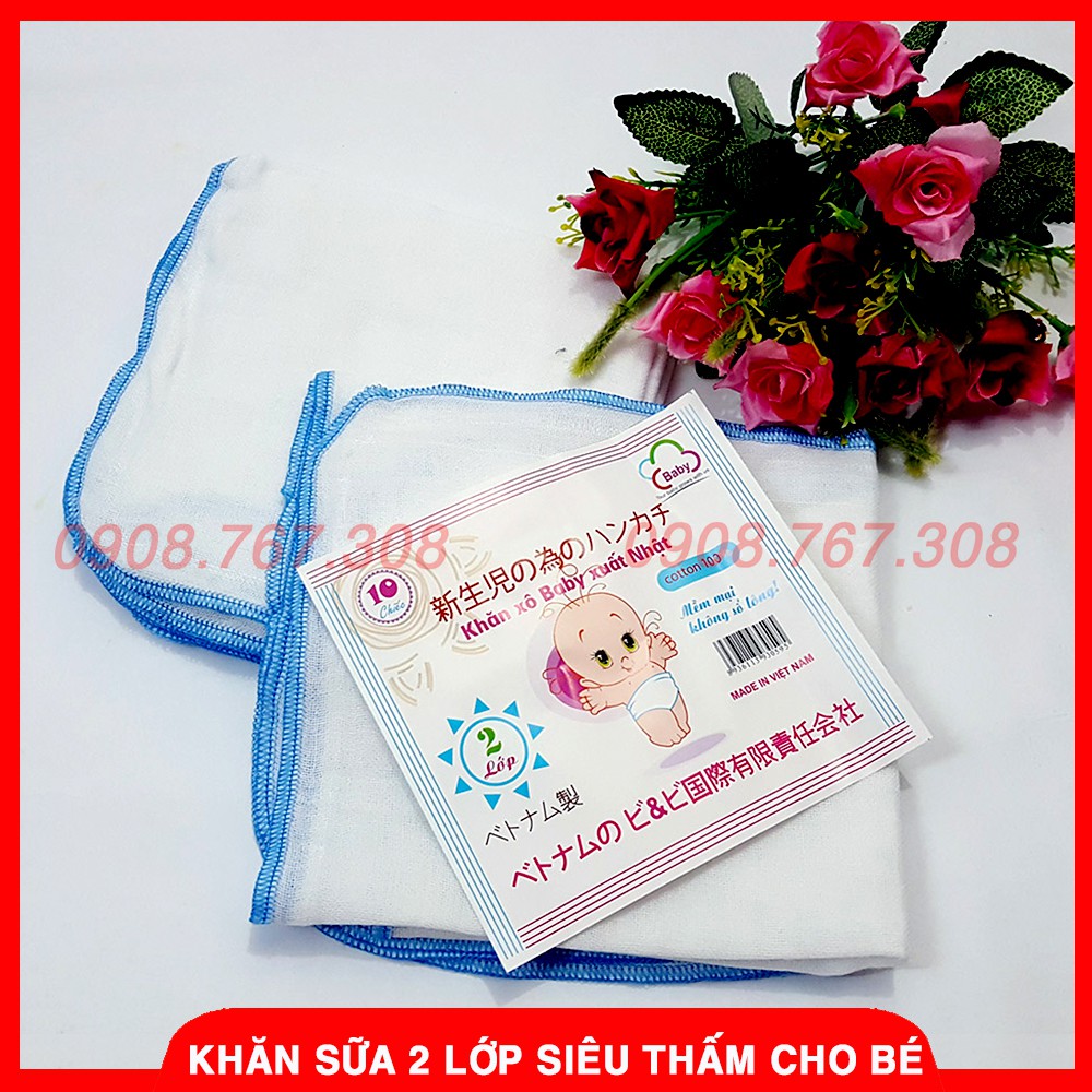 [SET 10 CHIẾC] Khăn Sữa 2 Lớp Siêu Thấm - Khăn Sữa Xô Cho Bé - BTT00551