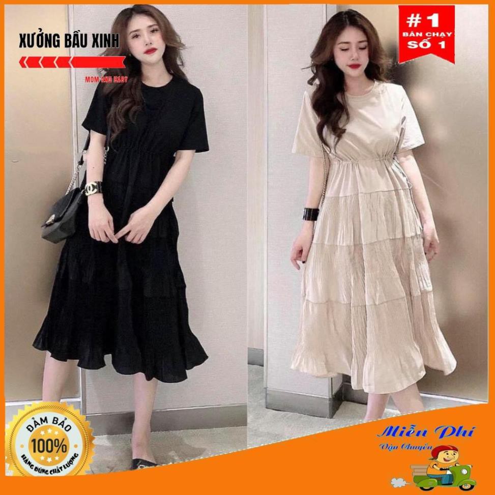 Váy bầu thời trang thiết kế xuông M117 chất Cotton 100% và Đũi voan freesize từ 45 đến 70kg 🌸 FREESHIP 🌸