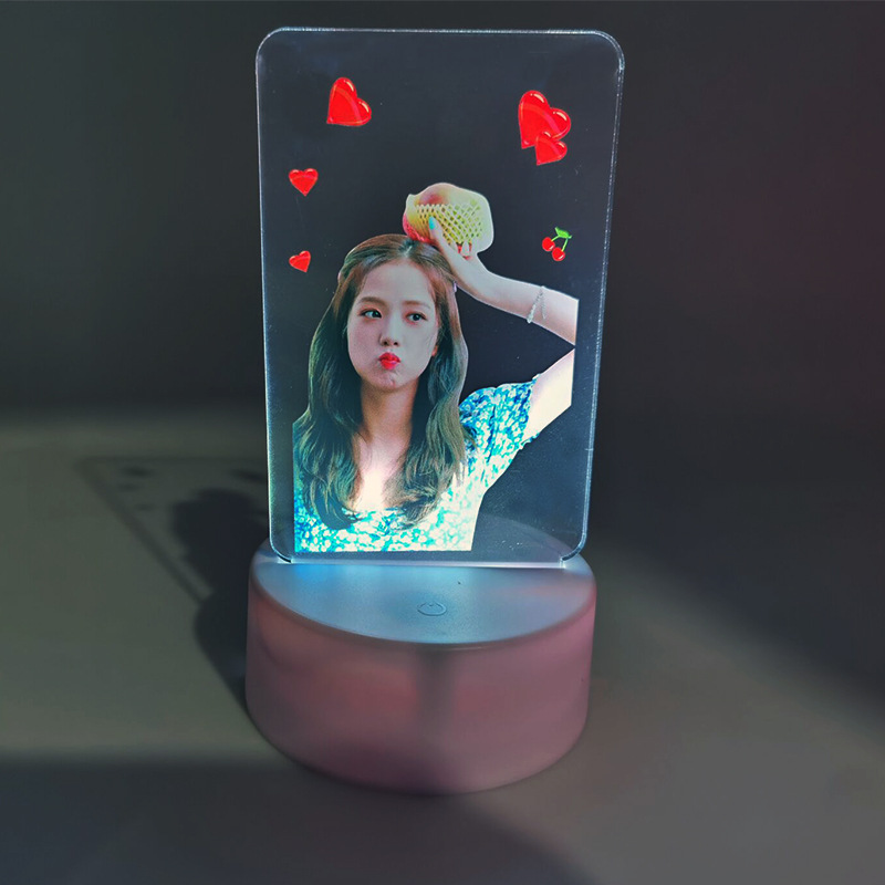 7 màu BlackPink Bảng đèn ảnh USB Bảng acrylic đèn ngủ Đèn bàn LED Trang trí khung ảnh LISA Deng Đèn ngủ Đèn cổ tích