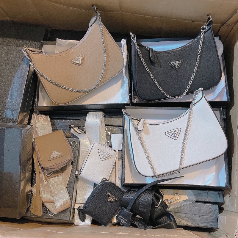Set túi đeo chéo Pra da xước kèm túi nhỏ bao đẹp fullbox