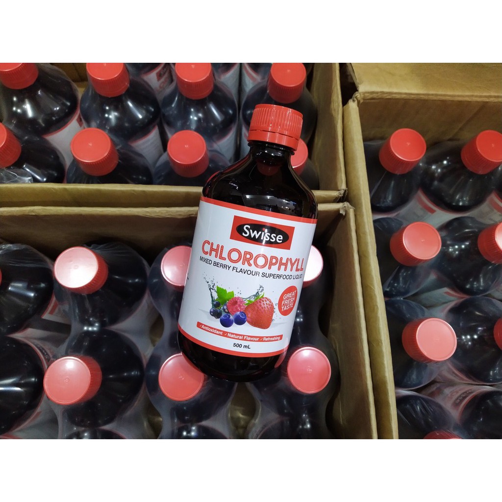 Nước Diệp Lục Swisse Chlorophyll 500ml vị dâu tây bạc hà của Úc