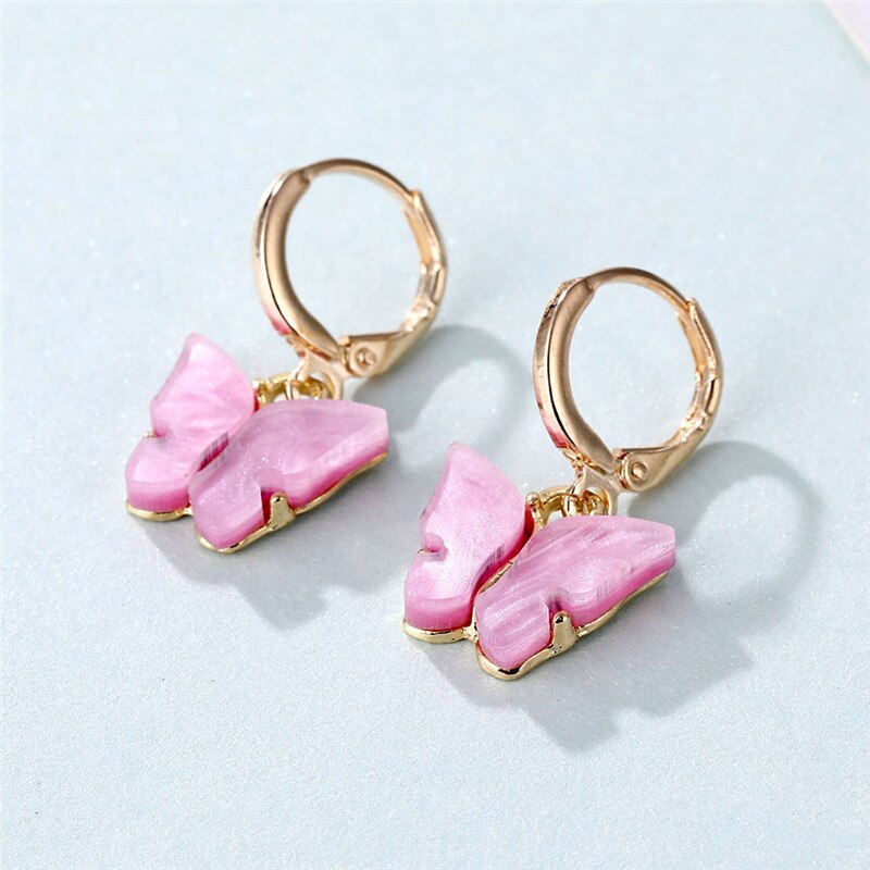 Khuyên Tai Kim Loại Hình Bướm Đính Đá Phong Cách Blackpink Thời Trang
