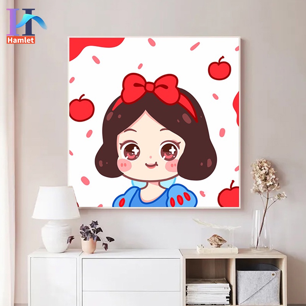 Bộ tranh sơn dầu Hamlet tô màu theo số công chúa Disney làm quà tặng đặc biệt cho trẻ em cỡ 20*20cm
