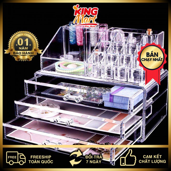 FREESHIP - Kệ đựng mỹ phẩm 4 tầng (mica trong suốt)(Kingmart68)