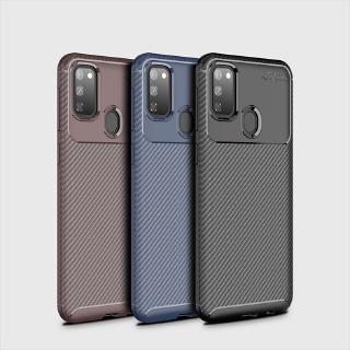Ốp điện thoại TPU silicon mềm phối sợi carbon chống sốc bảo vệ toàn diện cho Samsung Galaxy M21