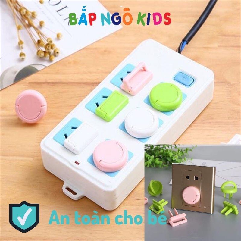 Nút bịt ổ điện chống giật chống cháy 2 chân 3 chân cao cấp nhỏ gọn chắc chắn bảo vệ an toàn cho bé Bắp Ngô Boutique