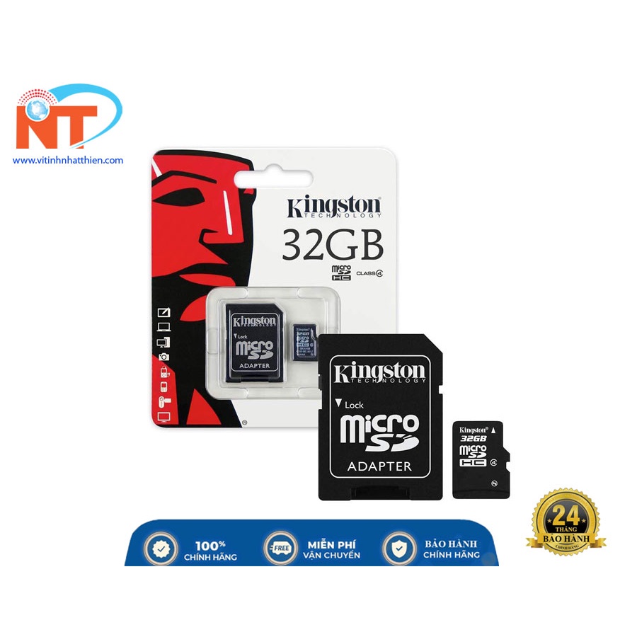 Thẻ Nhớ Micro SD Kingston 32GB Class 10 + Adapter chuyên dùng camera ip, máy tính bảng, điện thoại.. bảo hành 5 năm