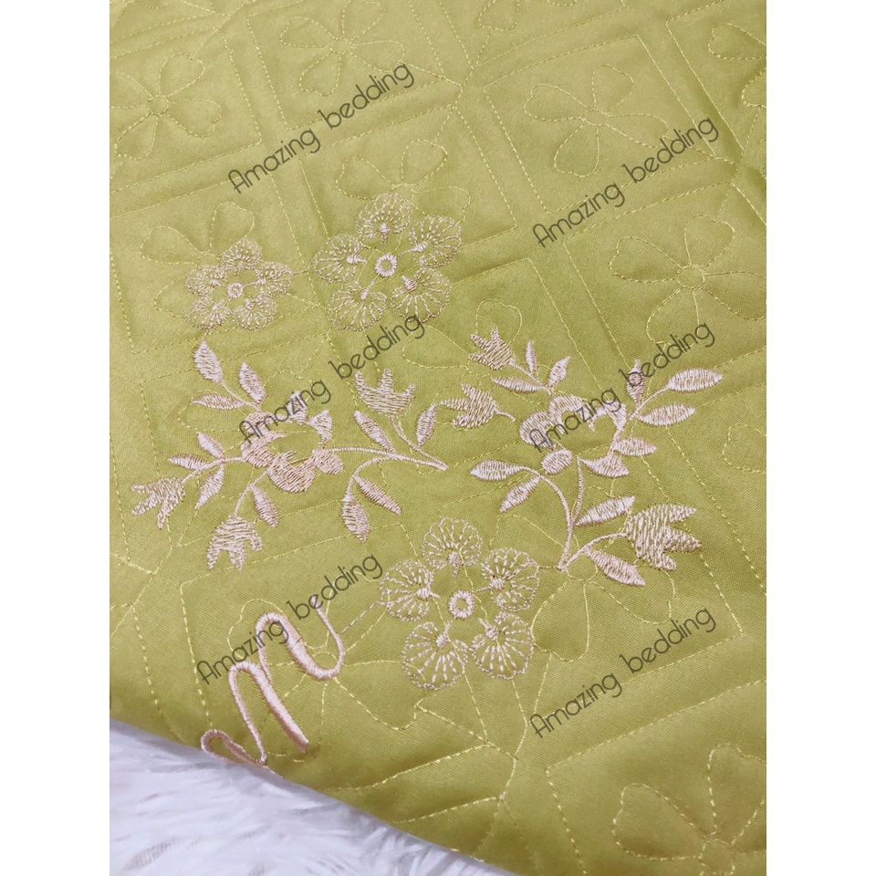 1 đôi Vỏ  gối cotton poly trần bông size 45-65cm thêu hoa.