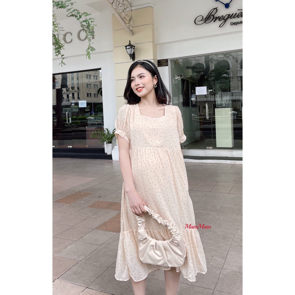 Đầm maxi voan bi nơ sau tiêu thư