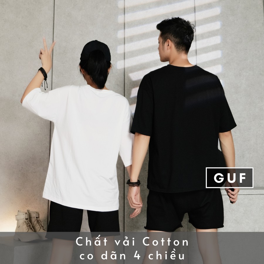 Áo Thun Trơn Nam Nữ Form Rộng Màu Đen Trắng Unisex Chất Mát Cao Cấp Không Xù Nhão GUF | BigBuy360 - bigbuy360.vn