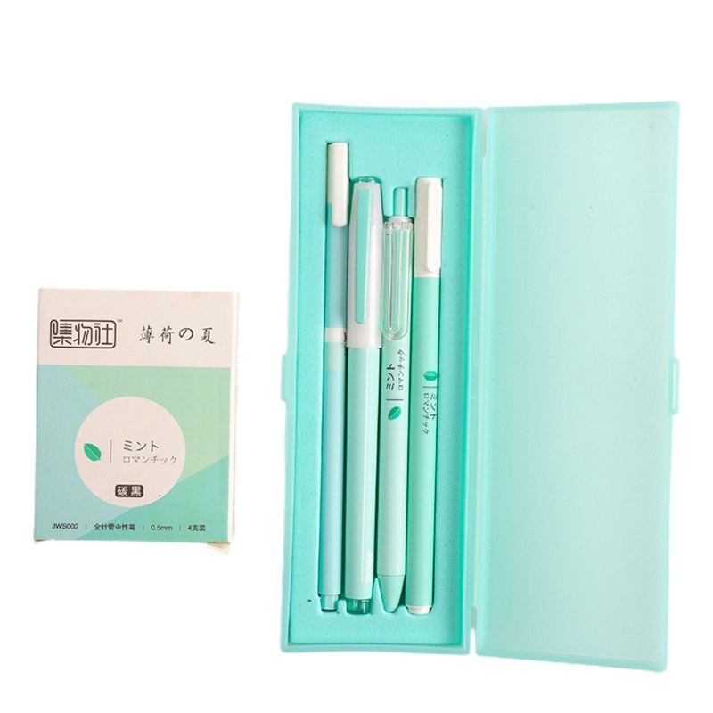 4 Chiếc Bút Bi Nước Mực Đen Nắp Cứng Cho Học Sinh