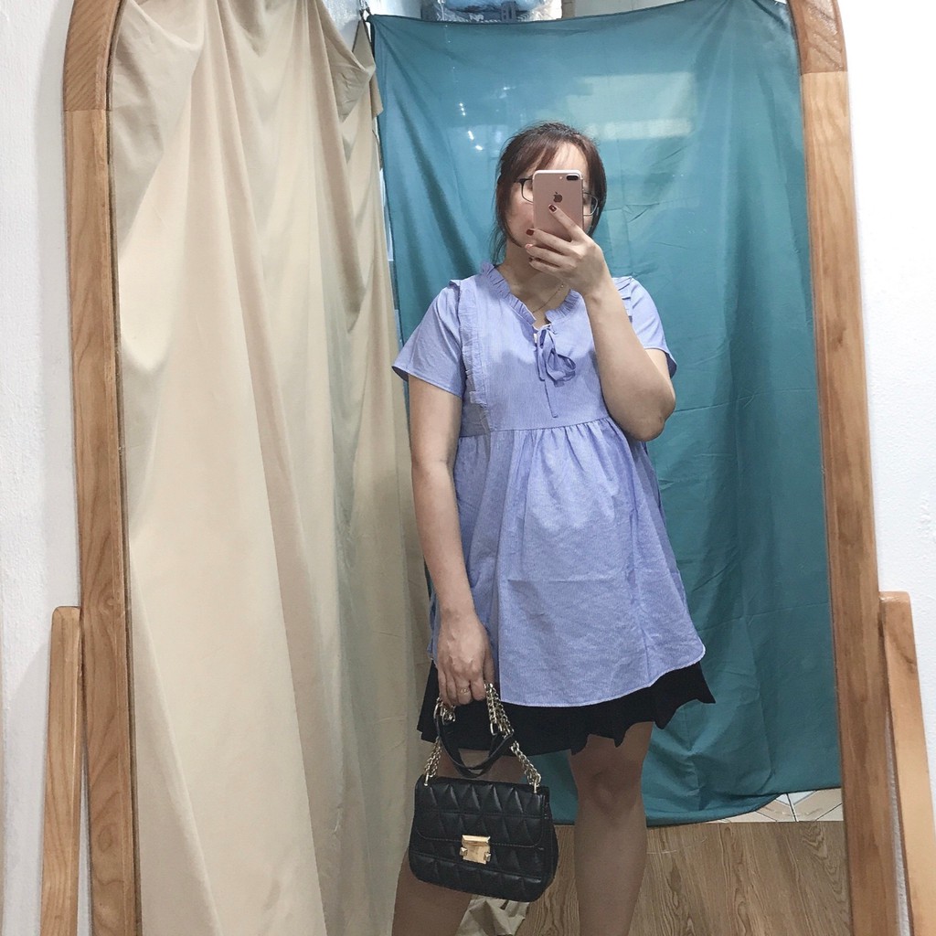 Áo bầu - áo bầu công sở đẹp chất đũi hàn freesize cho mẹ bầu tới 70kg