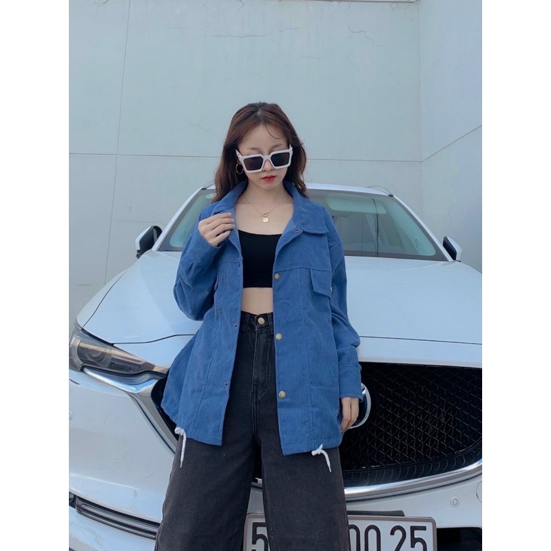 Áo khoác kaki nhung gân dáng sơmi unisex ulzang nam nữ