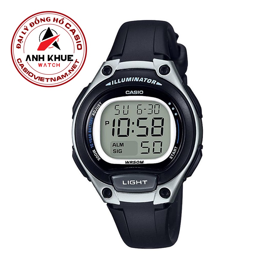 Đồng Hồ Casio unisex LW-203-1AVDF | Dây Nhựa Màu Đen | Viền Màu Xám | Chống Nước