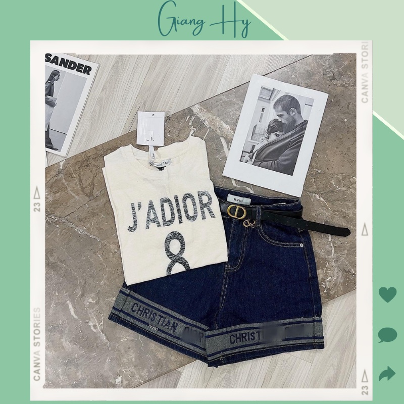 Quần short jean nữ cạp cao ống rộng dày dặn GẤU DI.OR