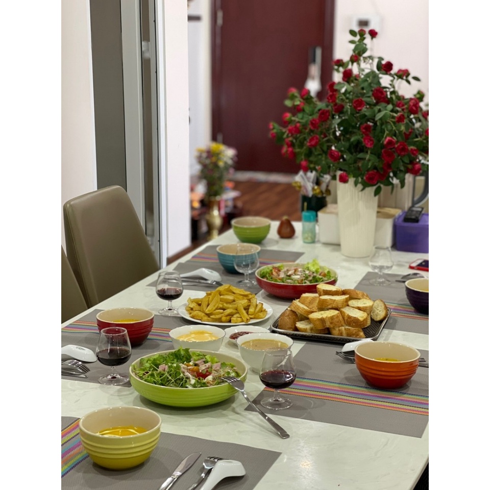 Đĩa sâu lòng le creuset 20cm đĩa sâu dùng decor trang trí bàn ăn đựng các món salad, món xào đẹp mắt tăng vị giác món ăn
