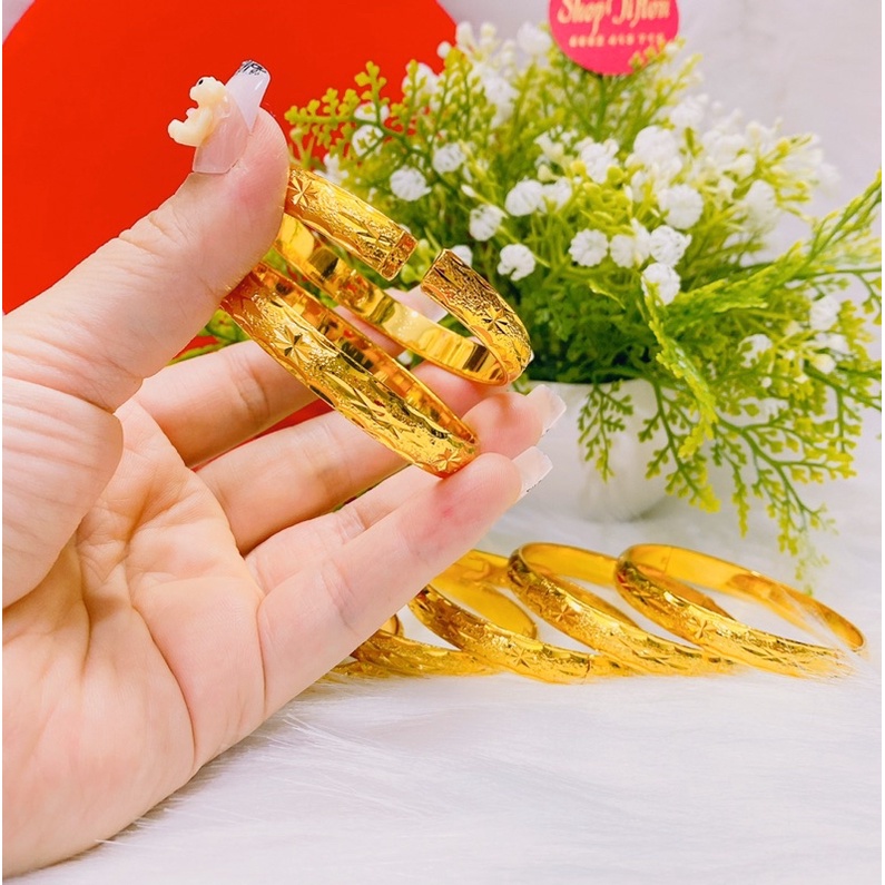 Vòng tay cưới kiểu chạm dát vàng 24 cao cấp mẫu mới cực đẹp