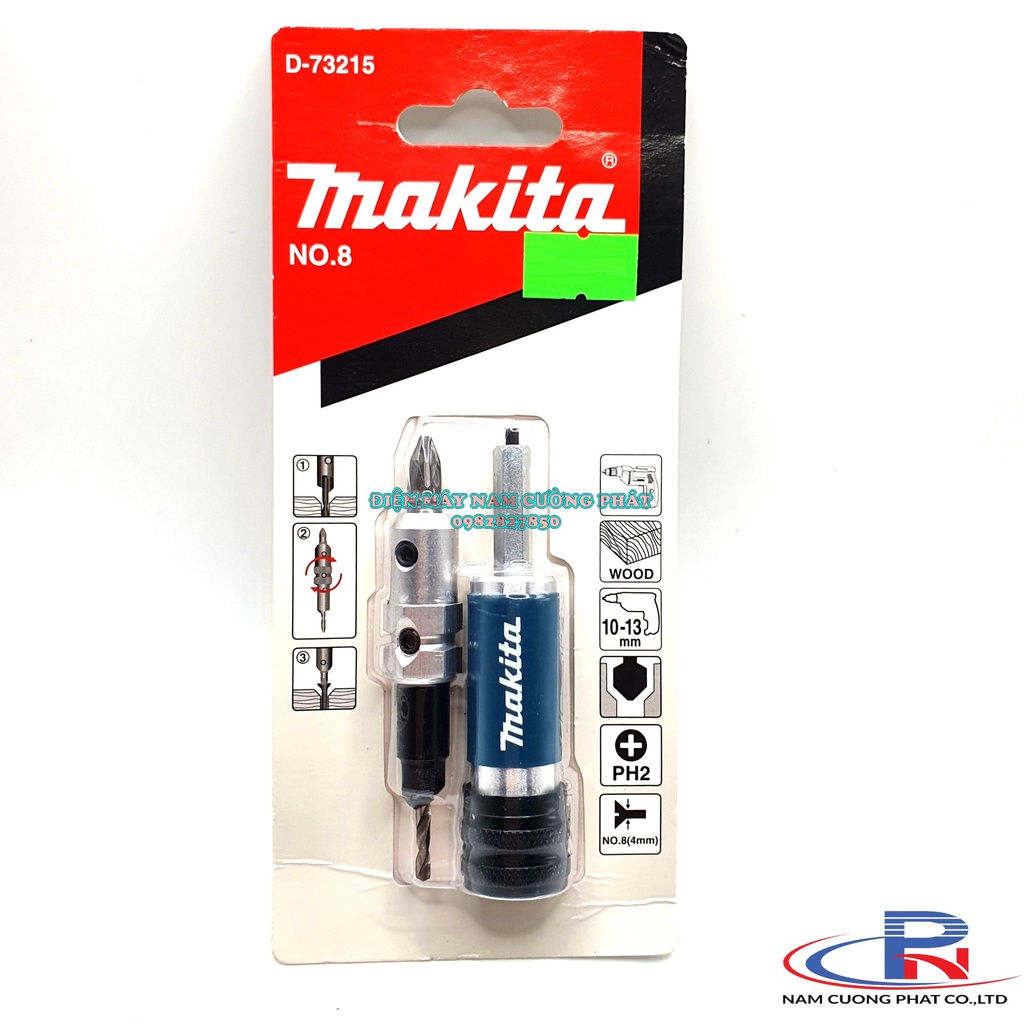 Mũi khoan mồi âm vít và mũi vặn vít Makita D-73209 D-73215 D-73221