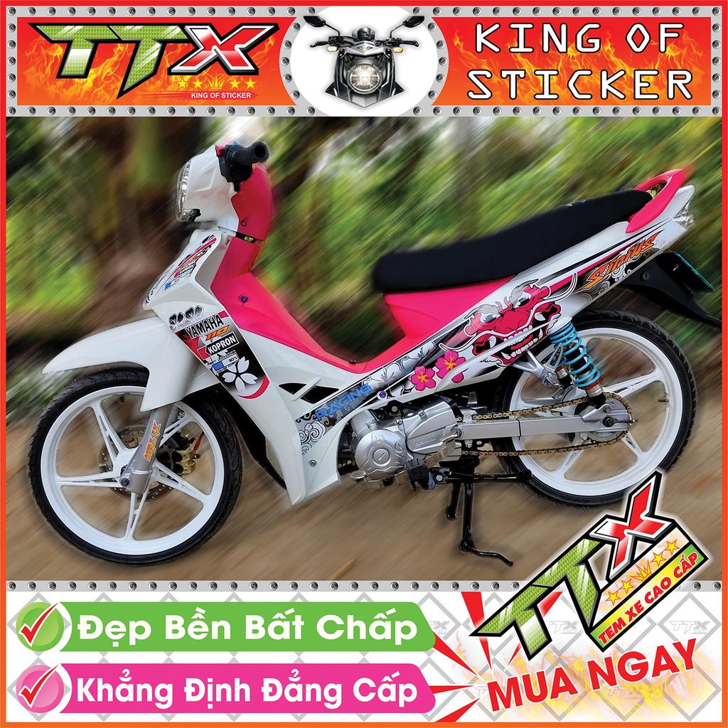 Tem sirius đầu kỳ lân , Tem xe phụ kiện sirius màu hồng nền trắng tuyệt đẹp , Shop TTX Team chế sirius mã (S0013/A1)