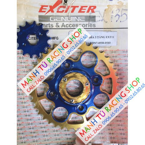 NHÔNG VÀ DĨA 3 TẦNG EXCITER 135 NHÔM CAO CẤP - GIDA32