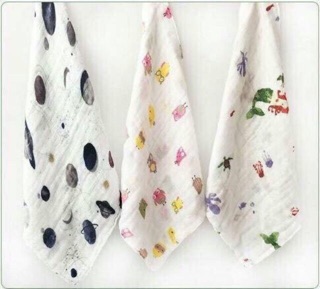 Set 3 khăn mặt sợi tre Muslin cho bé