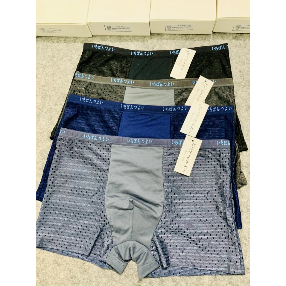 [Hàng loại 1] Hộp 4 quần lót đùi nhật bản - quần sịp boxer thông hơi cotton cạp nhỏ mềm mại cực thoải mái.