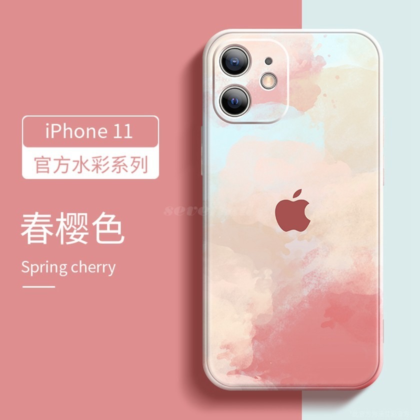 👏Ready Stock🎀 Ống điện thoại silicone lỏng mềm cạnh thẳng màu nước bảo vệ toàn phần cho iPhone SE2020 Xs Xr Max 8 7 6 6s P +