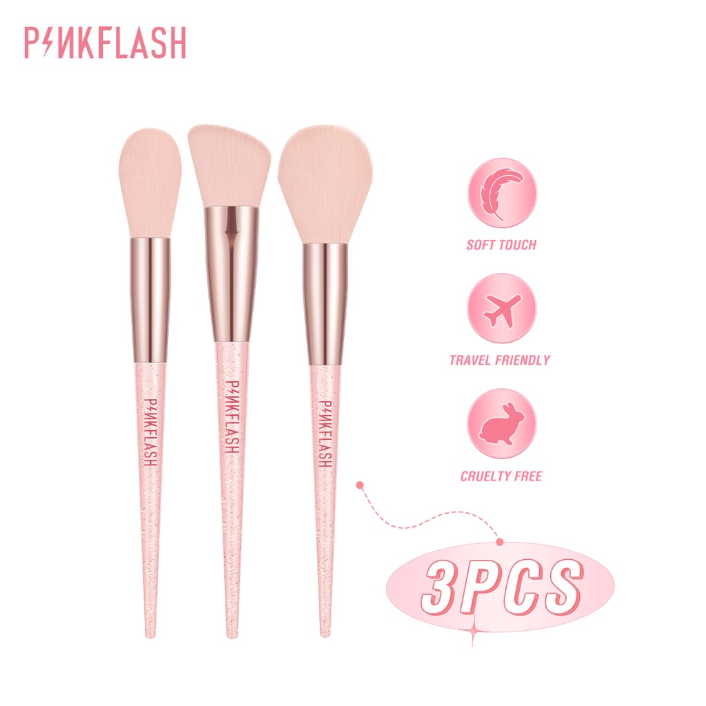 Bộ 3 cọ trang điểm PINKFLASH tán đều phấn tiện dụng