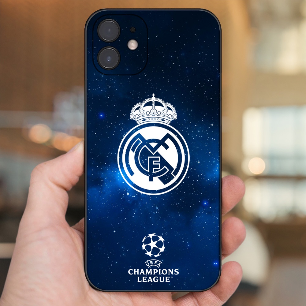 Ốp lưng iPhone 12 dẻo đen cạnh vuông in hình Real Madrid