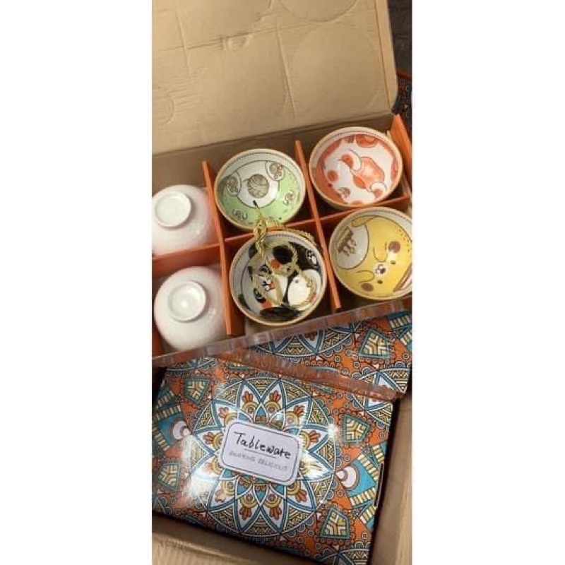 Set hộp 6chén+6 đũa hoa văn,làm quà tặng sang trọng