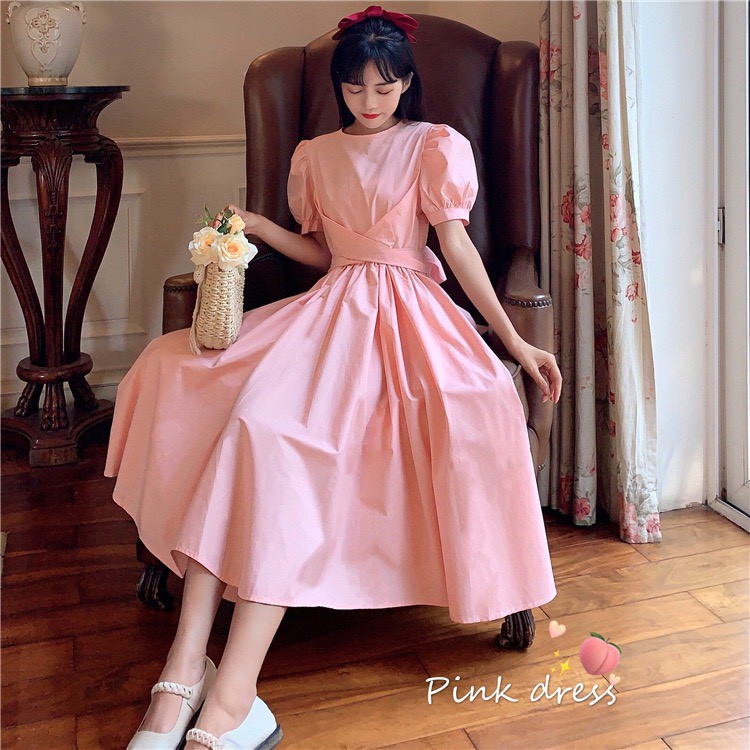 [HÀNG ĐẸP] Váy ulzzang tiểu thư vintage thắt nơ siêu xinh - V19 - janna house