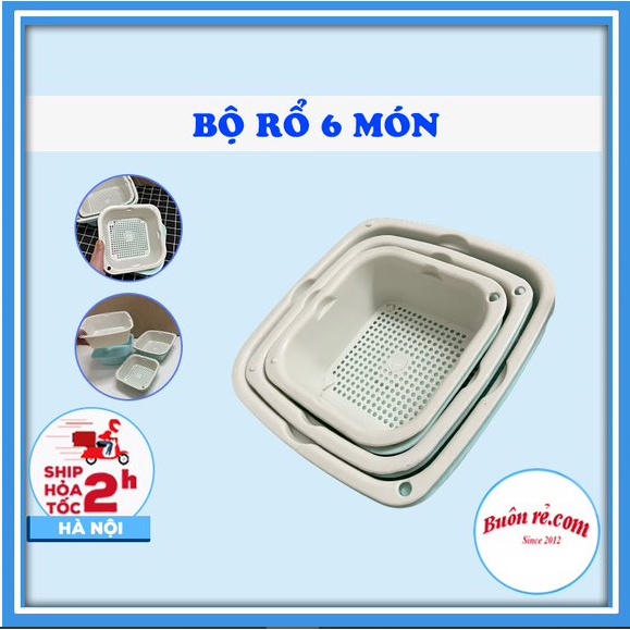 Bộ rổ 6 món kèm chậu đa năng, tiện dụng rửa rau củ, đựng trái cây, thực phẩm cho gia đình - 01568