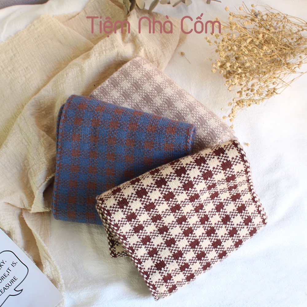 Khăn len mùa đông kẻ ô vintage cho bé trai, bé gái siêu xinh