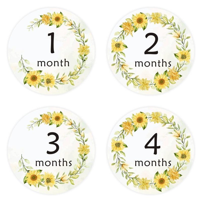 Set 12 Sticker Đánh Dấu Cột Mốc Phát Triển Theo Tháng Cho Bé 1-12 Tháng Tuổi