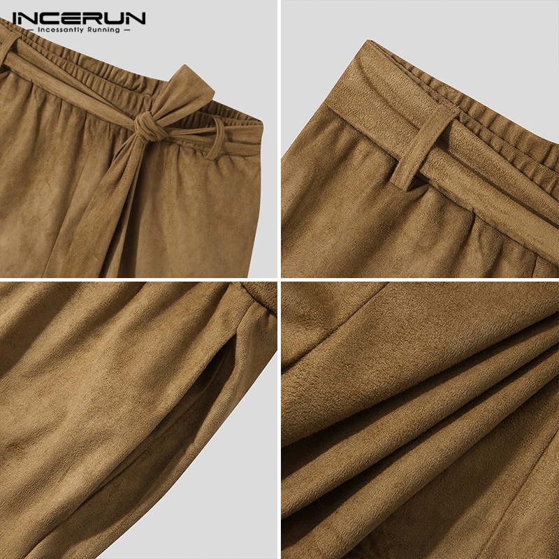 INCERUN Set Áo Thun Ngắn Tay Cổ Tròn Và Quần Short Thời Trang Mùa Hè Cho Nam