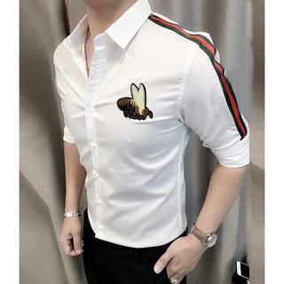 Áo Sơ Mi Viền Tay Họa Tiết Con Ong Cao Cấp | Sơ Mi Nam Đẹp