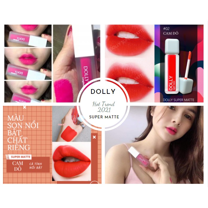 Son kem lì dolly COMBO 12 MÀU DOLLY SUPER MATTE chính hãng Hot Trend 2021 cho chị em