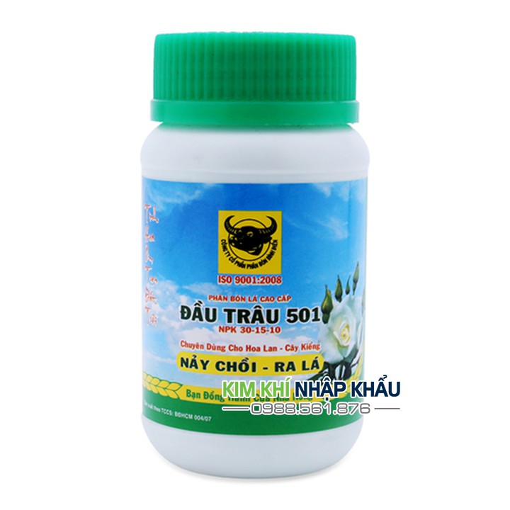 Phân bón lá đầu trâu cao cấp 501 dùng cho giai đoạn nảy chồi, ra lá lọ 100g - T11